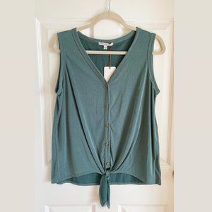 NWT Green Envelope Teal Tie Front Tank Top